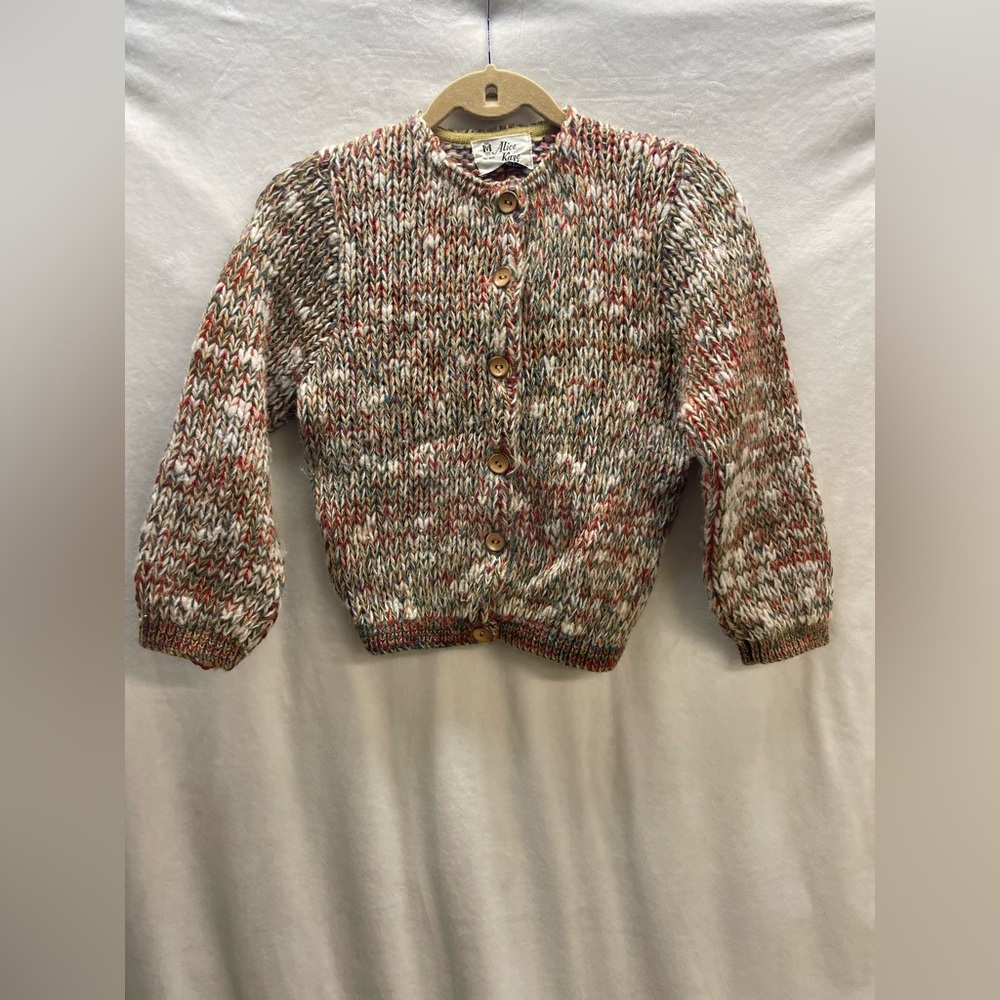 Multicolor Knit Wool Cardigan Sweater